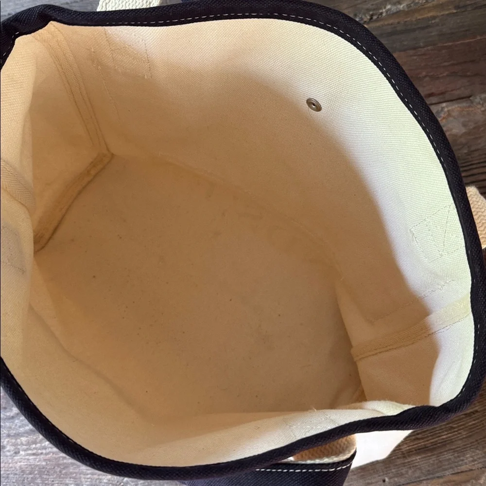 Lands End navy and cream cotton canvas‎ classic tote - Picture 7 of 8
